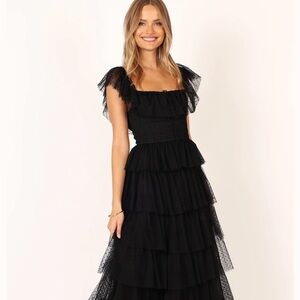 Petal & Pup Black Layered Maxi Dress